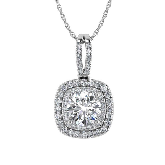 14K White Gold Lab Grown Diamond 3 3/4 Ct.Tw. Round Shape Fashion Pendant