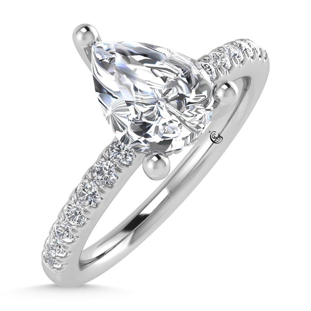 14K White Gold Lab Grown Diamond 4 1/2 Ct.Tw. Hidden Halo Engagement Ring (Center Pear)