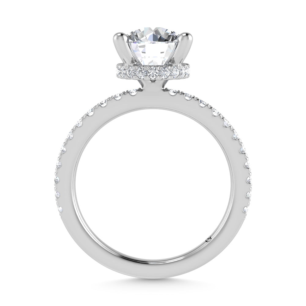 14K White Gold Lab Grown Diamond 1 7/8 Ct.Tw. Hidden Halo Engagement Ring (Center Round)