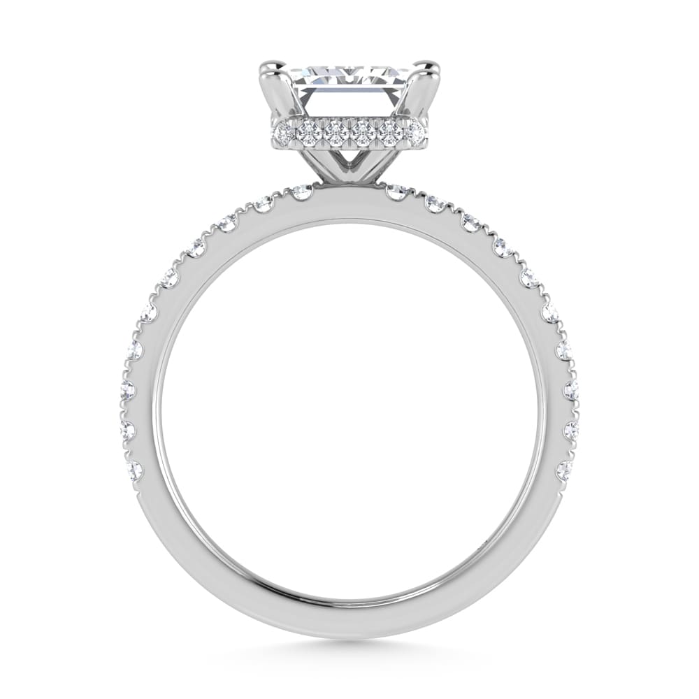 14K White Gold Lab Grown Diamond 3 1/2 Ct.Tw. Emerald Shape Halo IGI Certified Engagement Ring (Center 3 ct)
