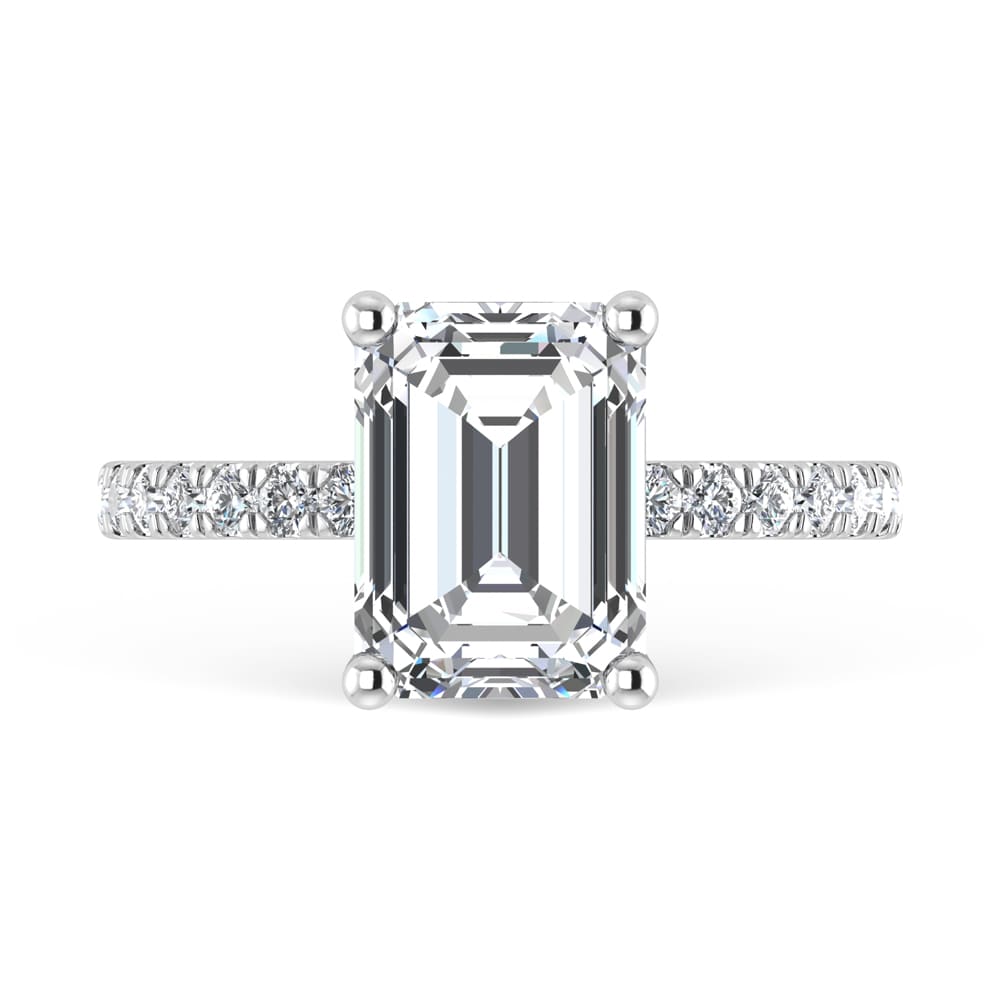 14K White Gold Lab Grown Diamond 4 1/2 Ct.Tw. Emerald Shape Halo IGI Certified Engagement Ring (Center 7 ct)