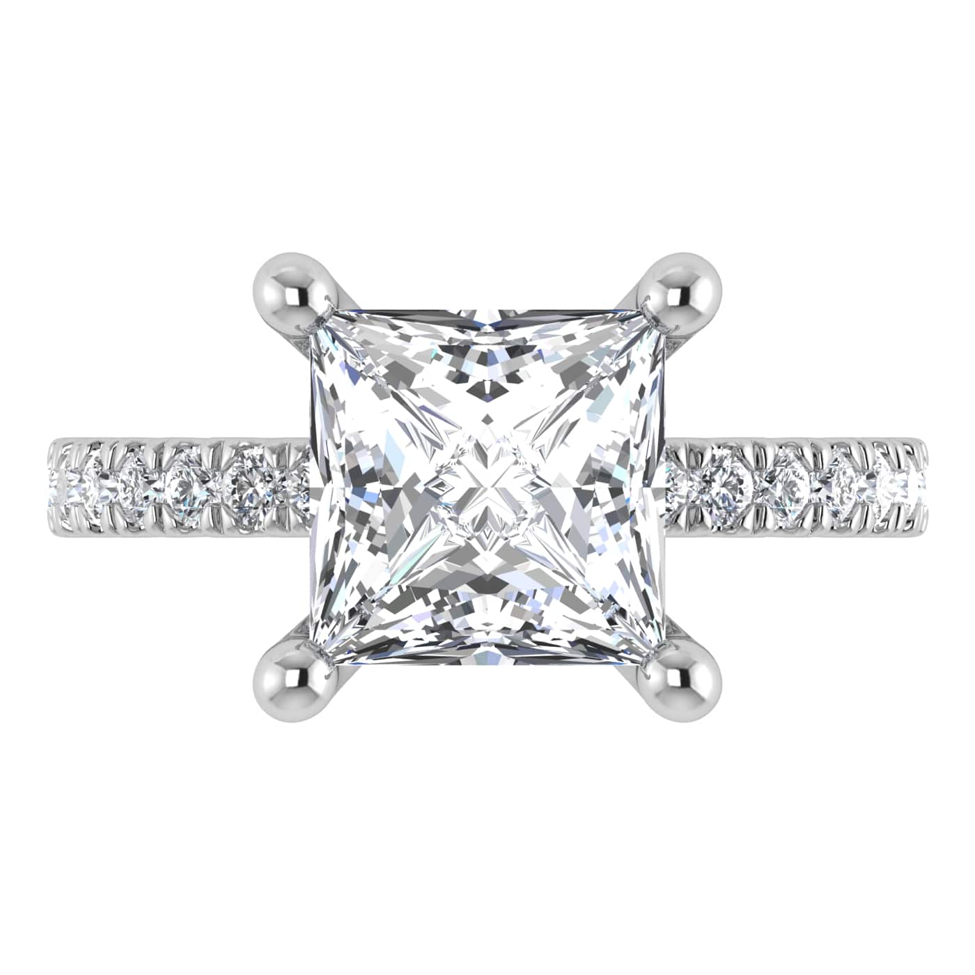 14K White Gold Lab Grown Diamond 4 1/2 Ct.Tw. Princess Shape Halo IGI Certified Engagement Ring (Center 4ctw)