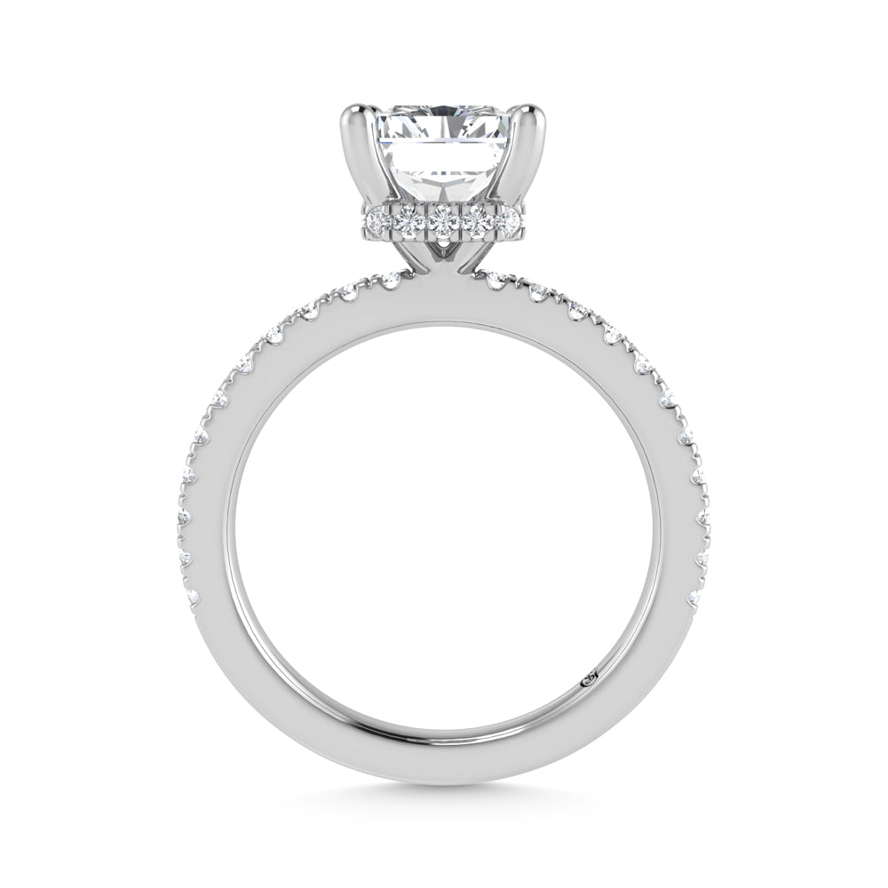 14K White Gold Lab Grown Diamond 4 1/2 Ct.Tw. Radiant Shape Halo IGI Certified Engagement Ring  (Center 4ctw)