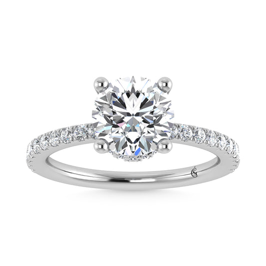 14K White Gold Lab Grown Diamond 3 1/2 Ct.Tw. Round Shape Halo IGI Certified Engagement Ring (Center 3 ct)