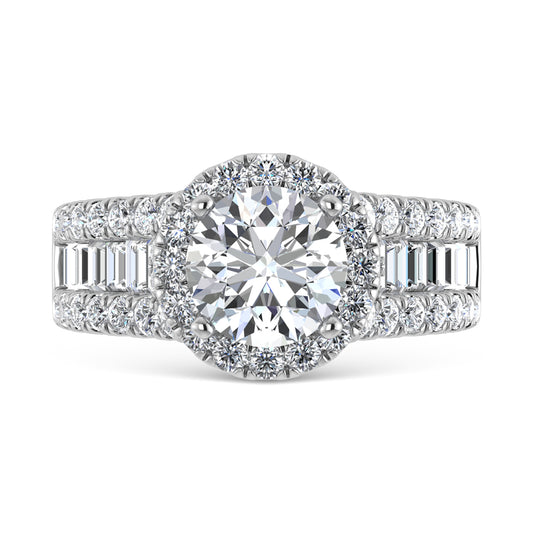 14K White Gold Lab Grown Diamond 3 1/2 ct.tw. Round Shape Engagement Ring