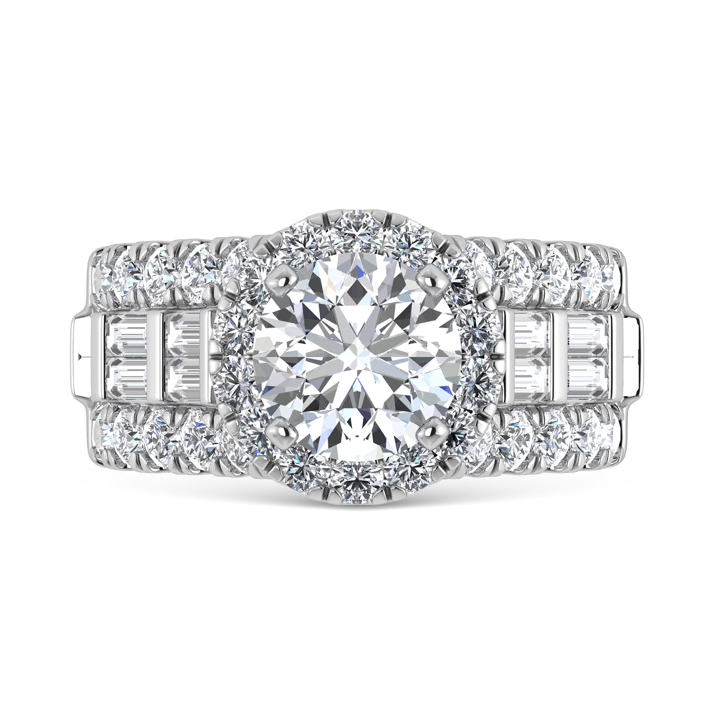 14K White Gold Lab Grown Diamond 4 ct.tw. Round Shape Engagement Ring