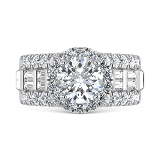 14K White Gold Lab Grown Diamond 4 ct.tw. Round Shape Engagement Ring