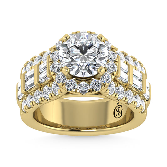 14K Yellow Gold Lab Grown Diamond 4 ct.tw. Round Shape Engagement Ring