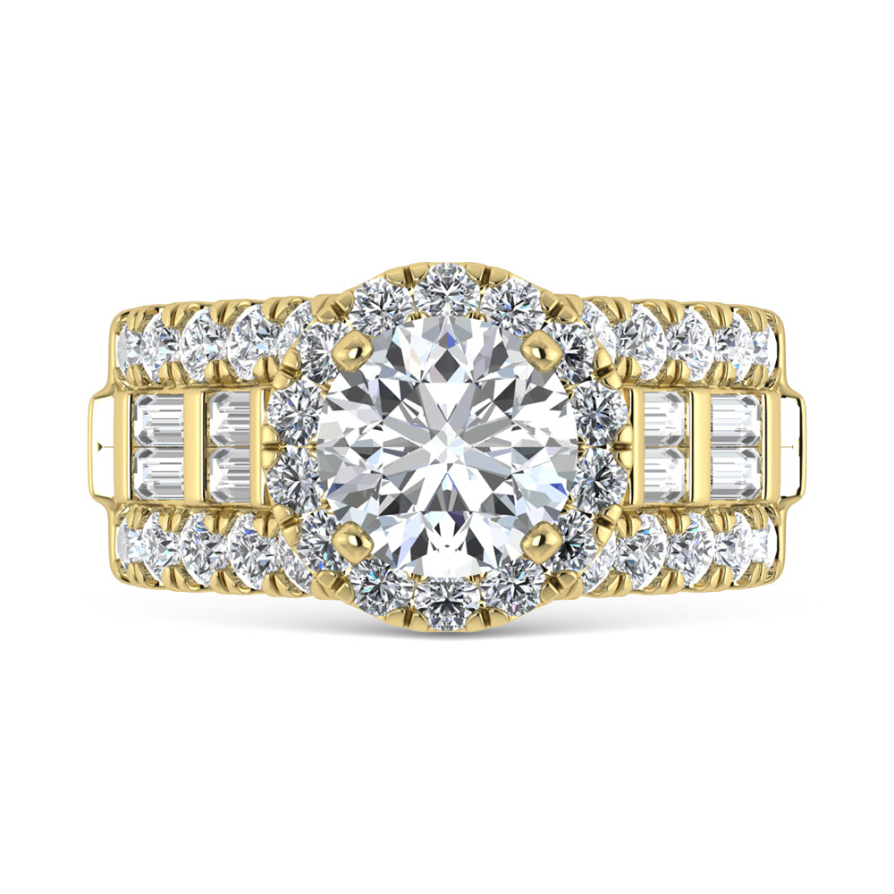 14K Yellow Gold Lab Grown Diamond 4 ct.tw. Round Shape Engagement Ring