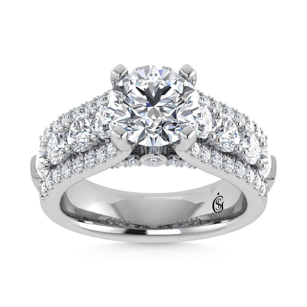 14K White Gold Lab Grown Diamond 3 7/8 ct.tw. Round Shape Engagement Ring