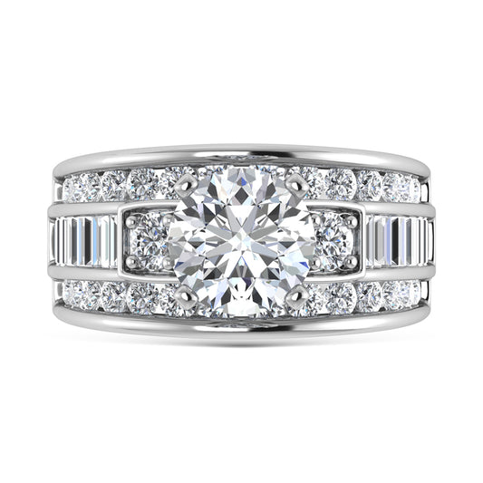 14K White Gold Lab Grown Diamond 4 ct.tw. Round Shape Engagement Ring
