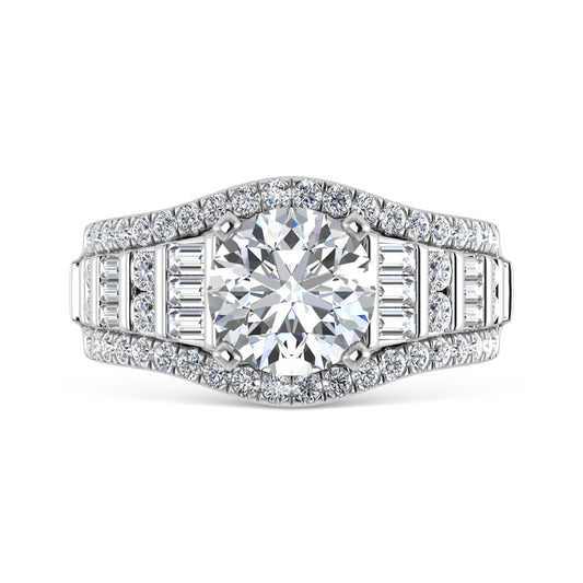 14K White Gold Lab Grown Diamond 4 1/4 ct.tw. Round Shape Engagement Ring