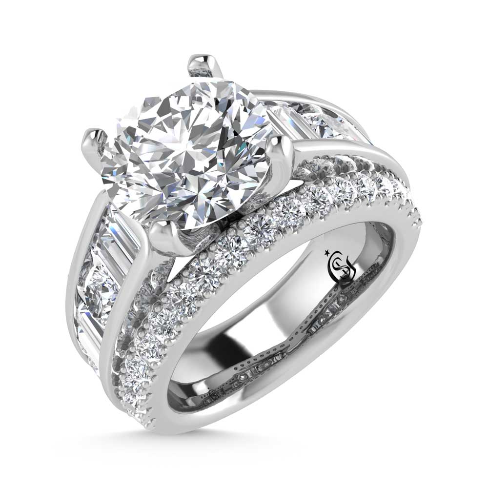 14K White Gold Lab Grown Diamond 5 1/8 Ct.Tw. Emerald Shape Engagement Ring