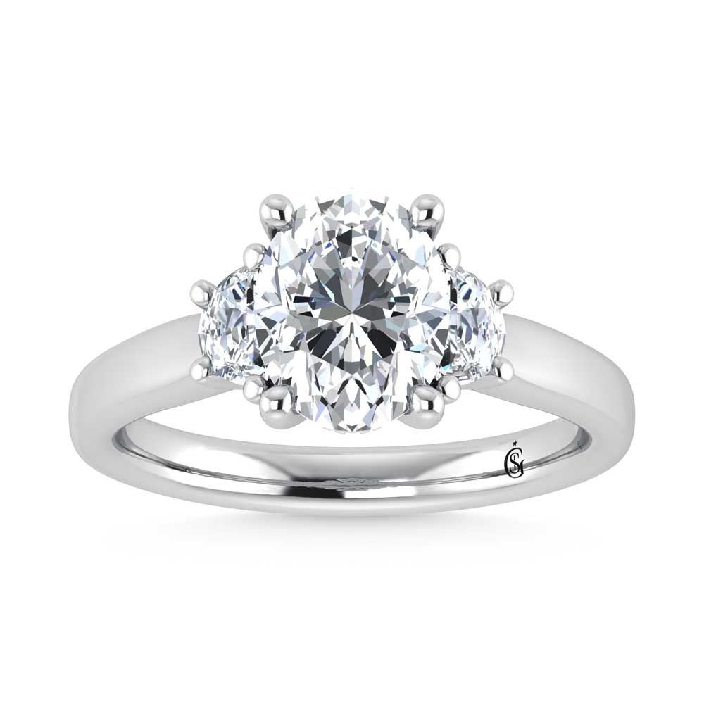 14K White Gold Lab Grown Diamond 2 3/8 Ct.Tw. Oval Shape Engagement Ring