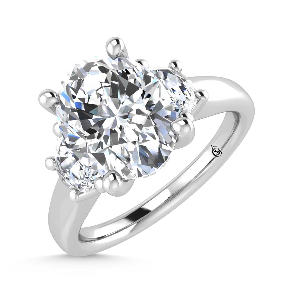 14K White Gold Lab Grown Diamond 2 3/8 Ct.Tw. Oval Shape Engagement Ring