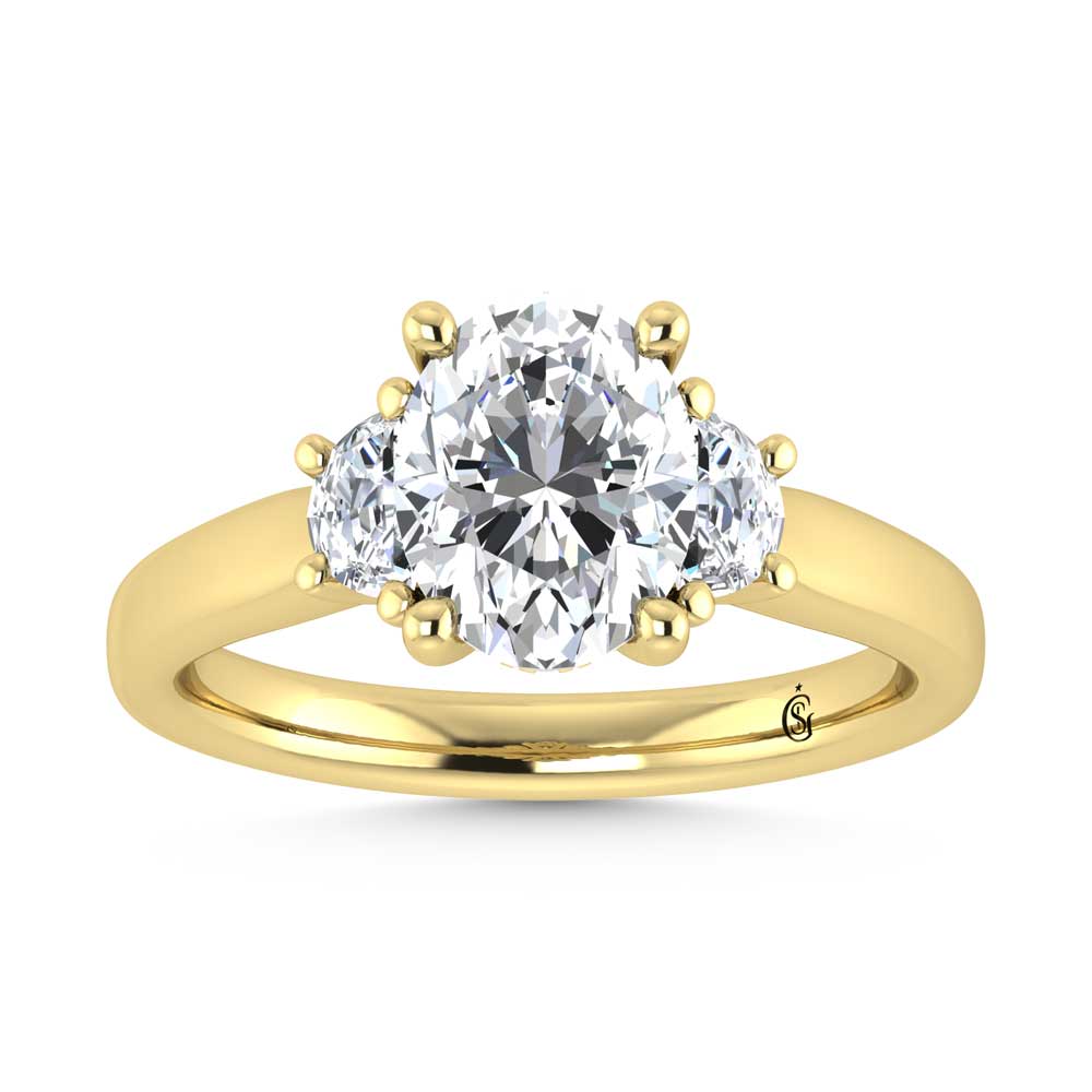 14K Yellow Gold Lab Grown Diamond 3 1/2 Ct.Tw. Oval Shape Engagement Ring