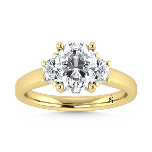 14K Yellow Gold Lab Grown Diamond 3 1/2 Ct.Tw. Oval Shape Engagement Ring