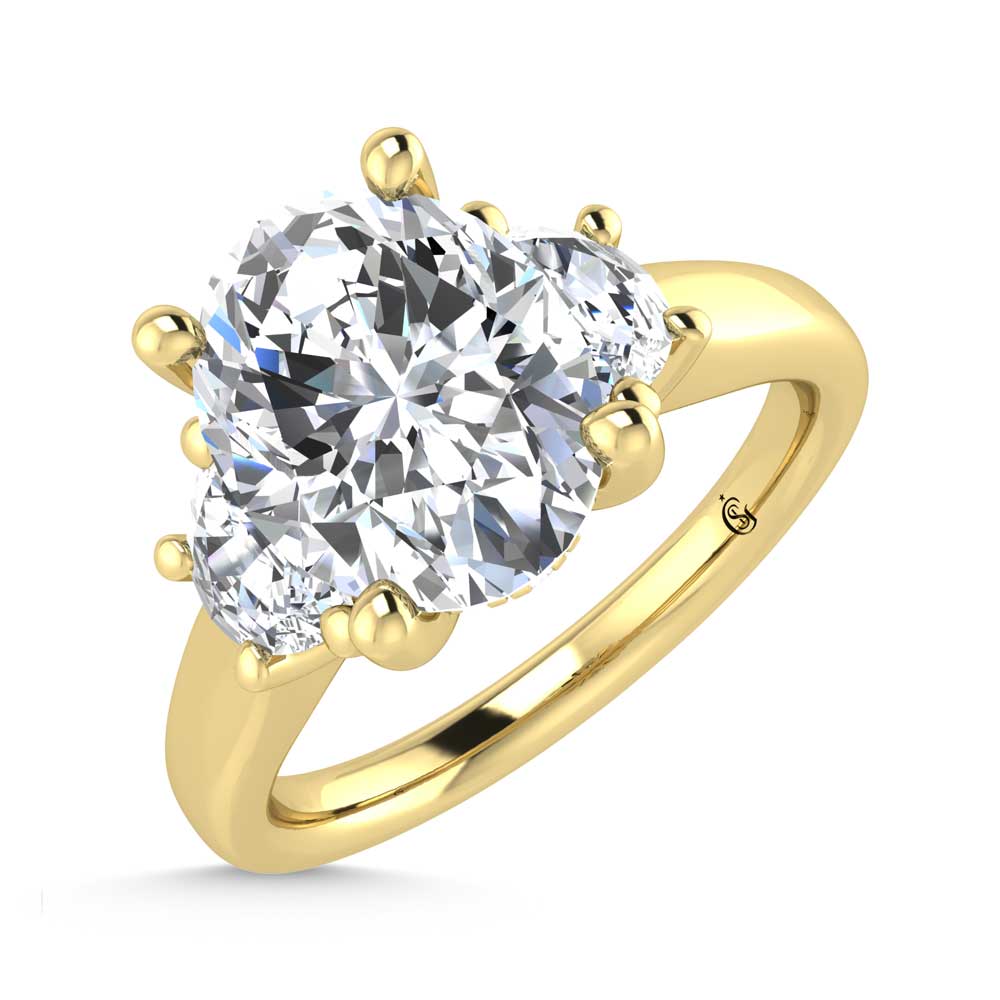 14K Yellow Gold Lab Grown Diamond 3 1/2 Ct.Tw. Oval Shape Engagement Ring
