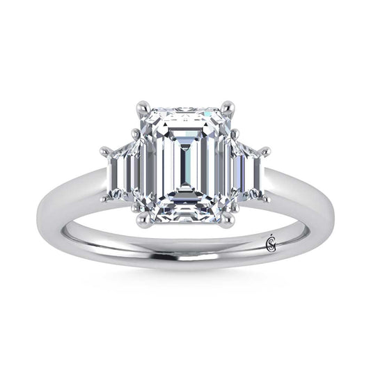 14K White Gold Lab Grown Diamond 2 1/2 Ct.Tw. Emerald Shape Engagement Ring