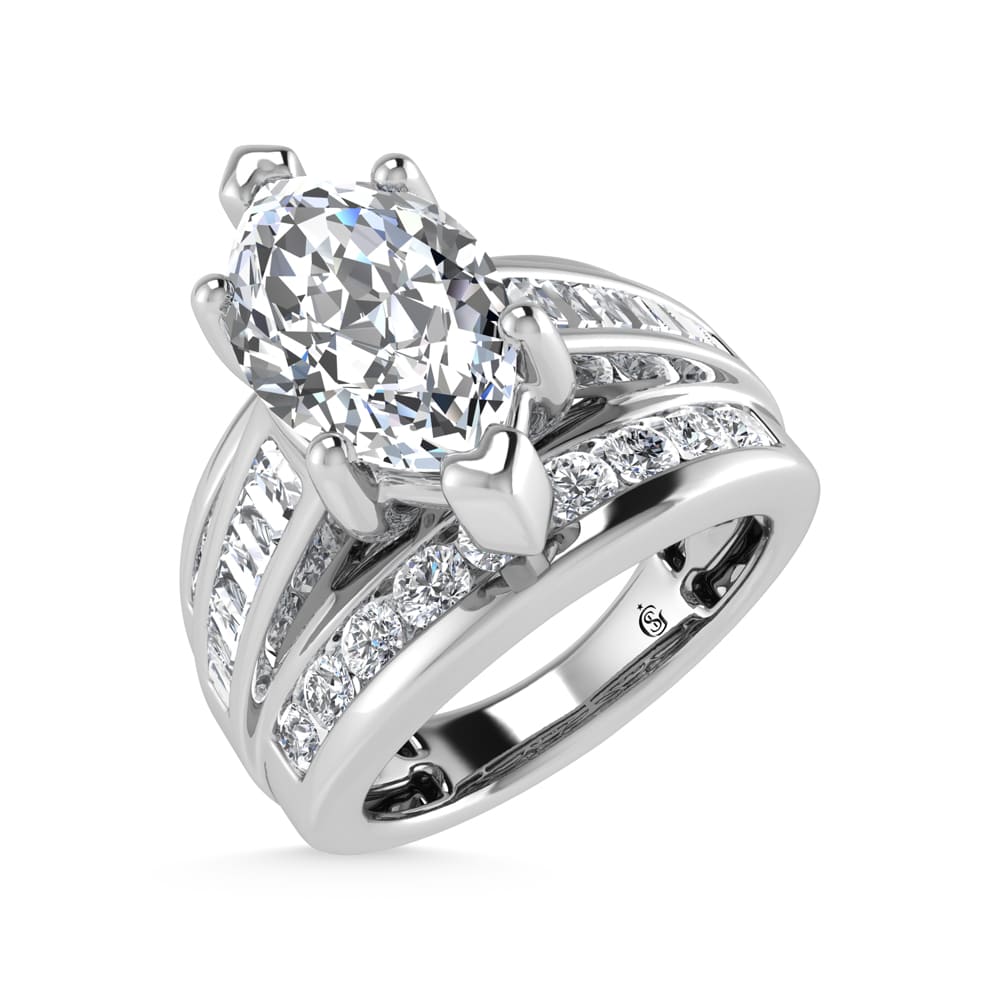 14K White Gold Lab Grown Diamond 5 Ct.Tw. Marquise Shape Engagement Ring (IGI Certified 4CT)