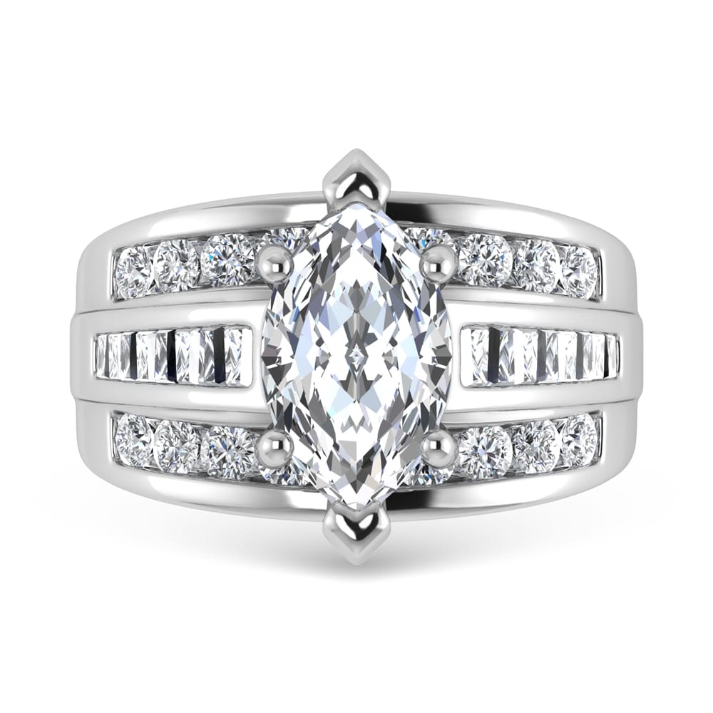 14K White Gold Lab Grown Diamond 5 Ct.Tw. Marquise Shape Engagement Ring (IGI Certified 4CT)