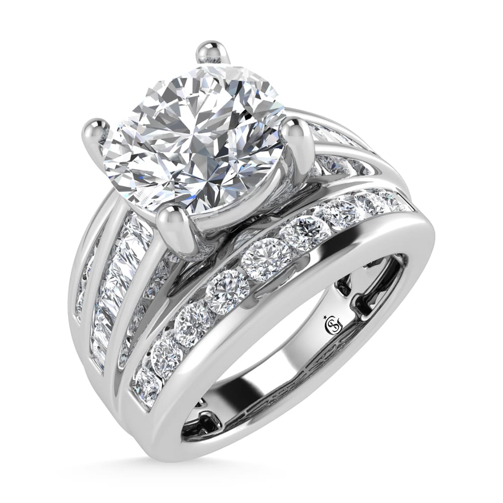 14K White Gold Lab Grown Diamond 6 Ct.Tw. Round Shape Engagement Ring (IGI Certified 5CT)
