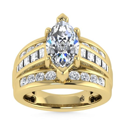 14K Yellow Gold Lab Grown Diamond 6 Ct.Tw. Radiant Shape Engagement Ring (IGI Certified 5CT)