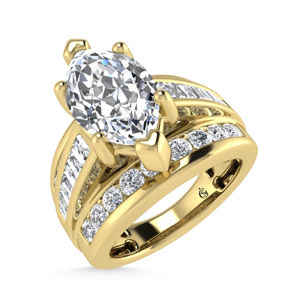 14K Yellow Gold Lab Grown Diamond 6 Ct.Tw. Radiant Shape Engagement Ring (IGI Certified 5CT)