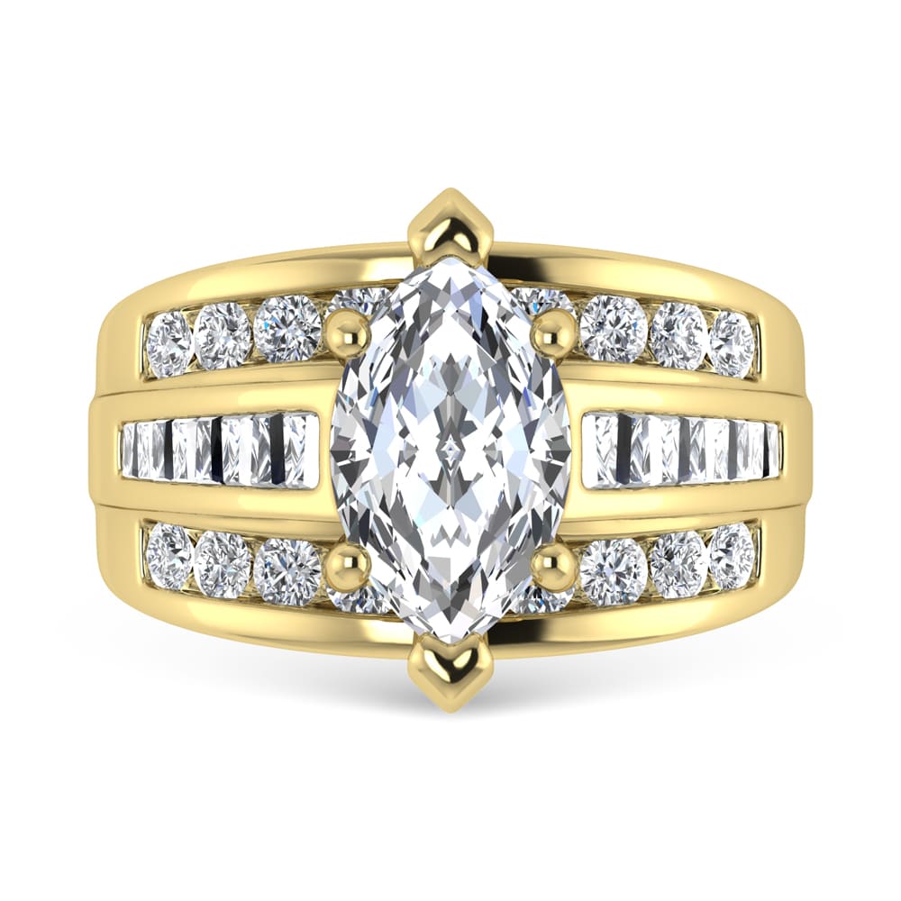 14K Yellow Gold Lab Grown Diamond 6 Ct.Tw. Radiant Shape Engagement Ring (IGI Certified 5CT)