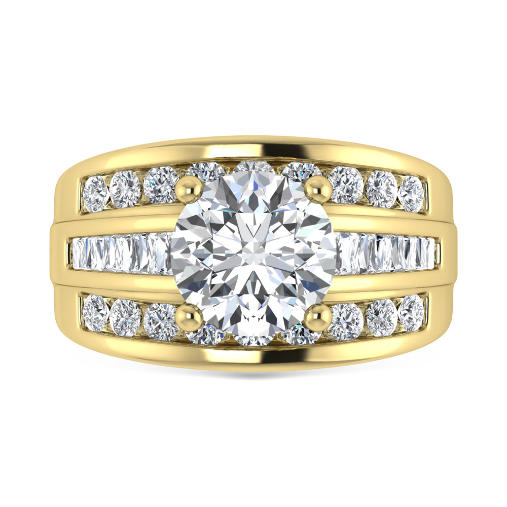 14K Yellow Gold Lab Grown Diamond 6 Ct.Tw. Round Shape Engagement Ring (IGI Certified 5CT)