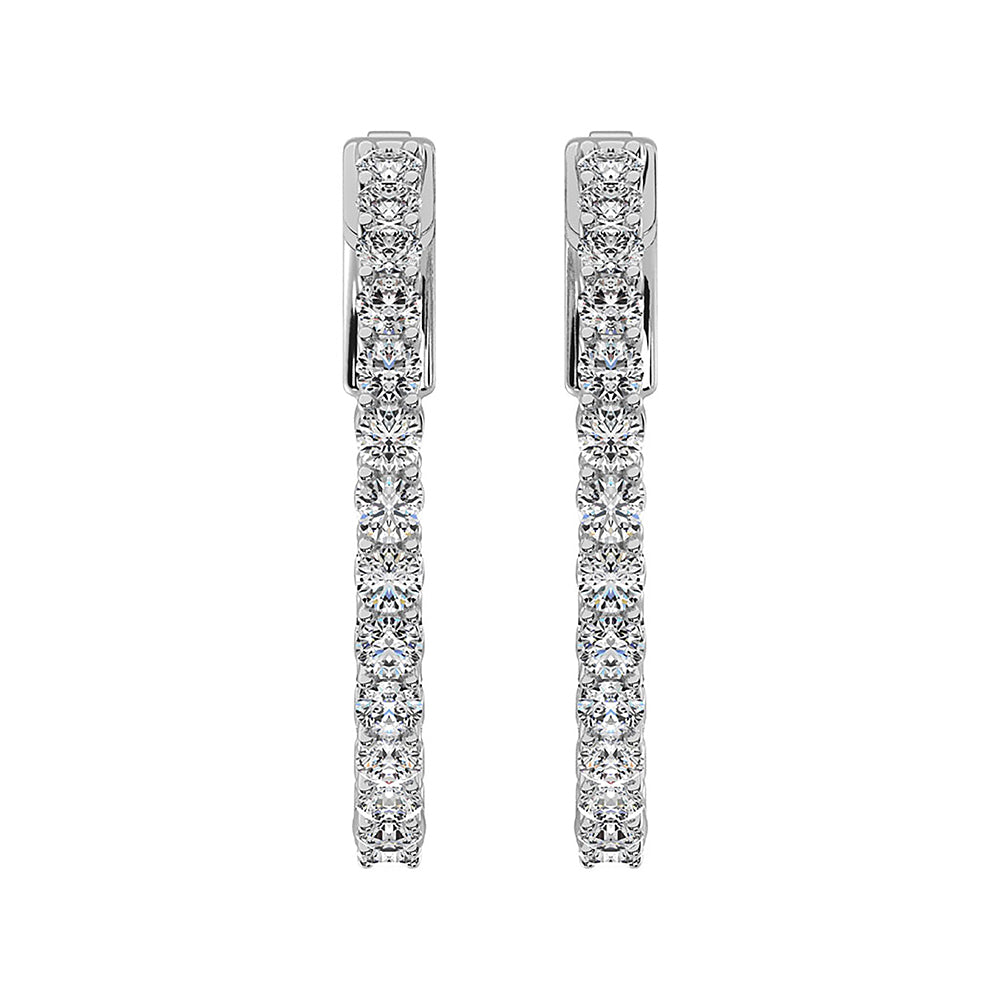 14K White Gold Lab Grown Diamond 8 Ct.Tw. In and Out Hoop Earrings (1 1/2 inches)