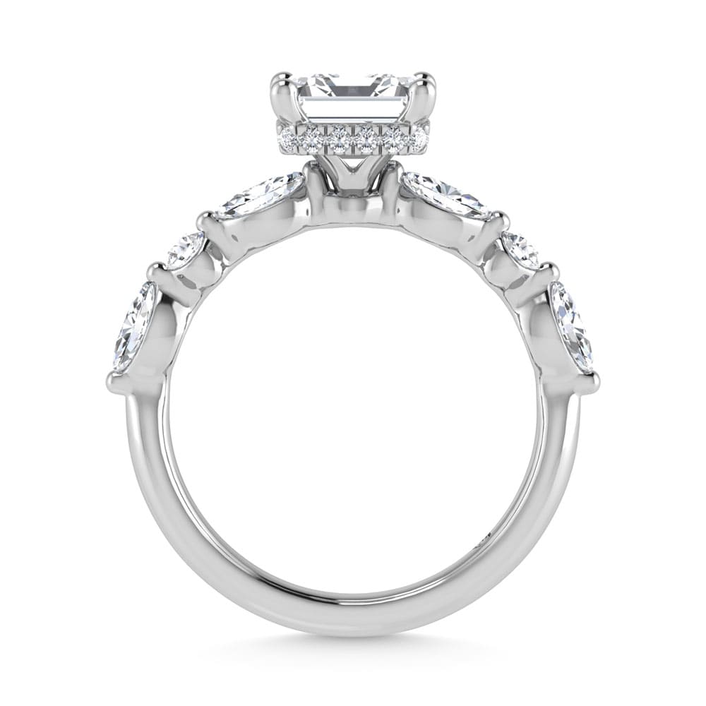 14K White Gold Lab Grown Diamond 3 5/8 Ct.Tw. IGI Certified Marquise and Round Shape Halo Engagement Ring (Center Radiant)