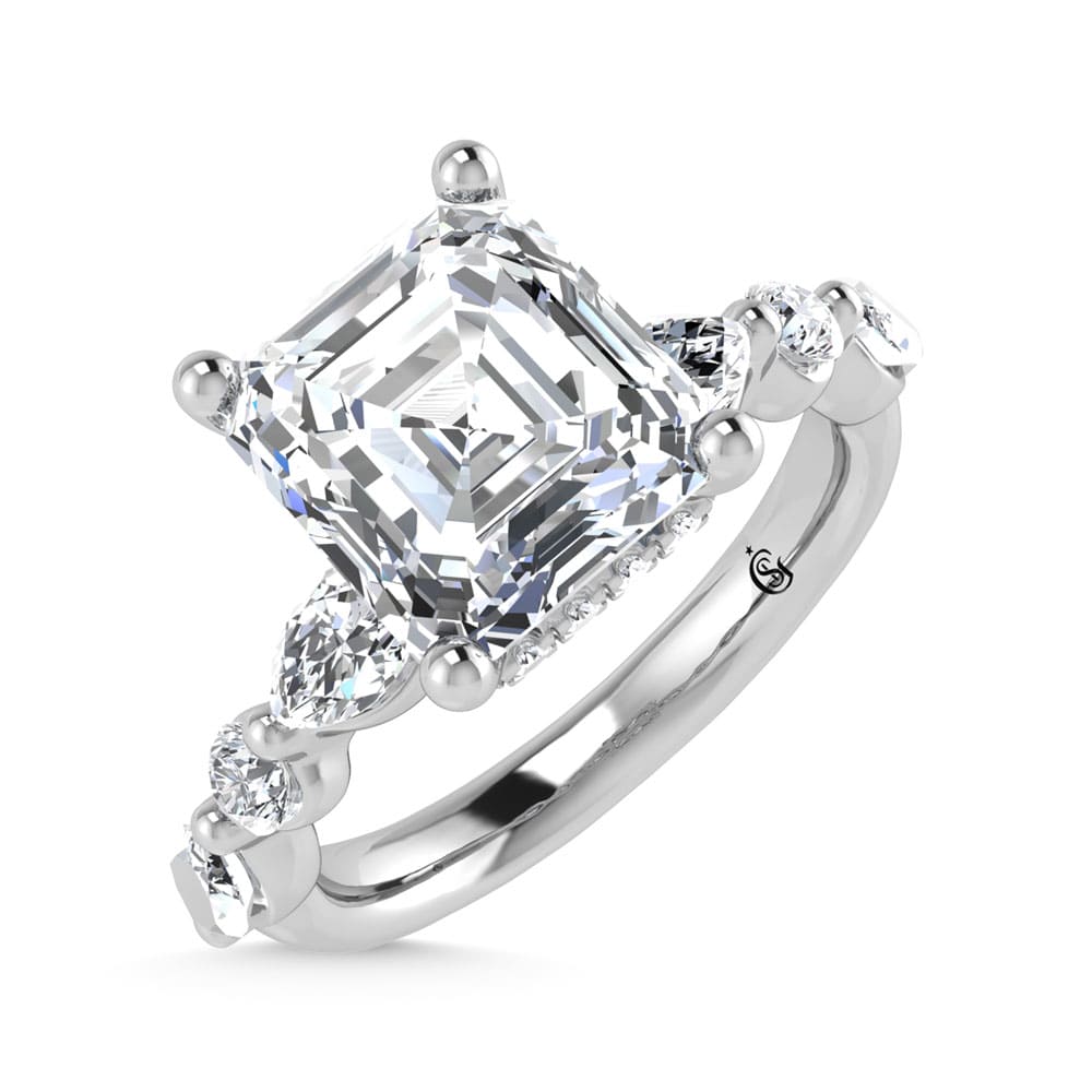 14K White Gold Lab Grown Diamond 3 5/8 Ct.Tw. IGI Certified Marquise and Round Shape Halo Engagement Ring (Center Radiant)