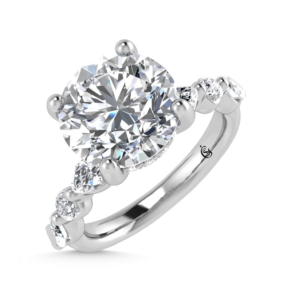 14K White Gold Lab Grown Diamond 3 5/8 Ct.Tw. IGI Certified Marquise and Round Shape Halo Engagement Ring (Center Round)