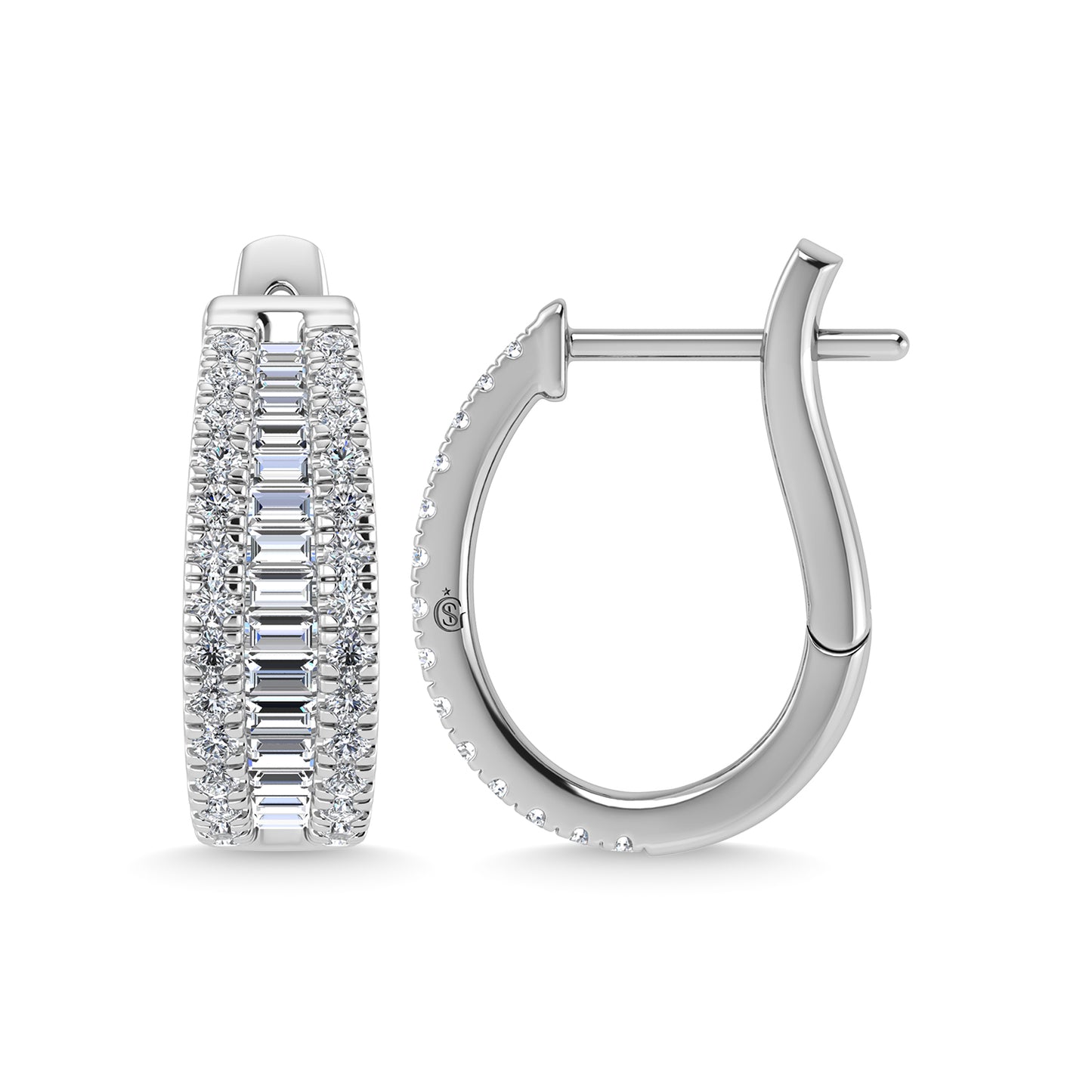 14K White Gold Lab Grown Diamond 1 1/2 Ct.Tw. Hoop Earrings