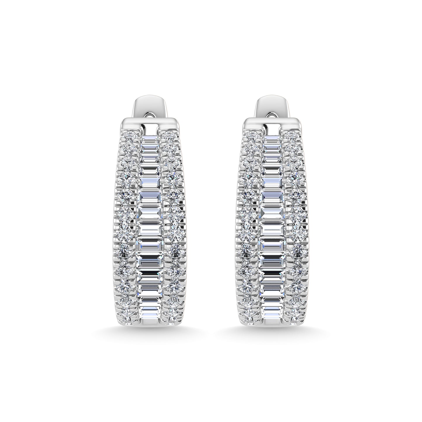 14K White Gold Lab Grown Diamond 1 Ct.Tw. Hoop Earrings