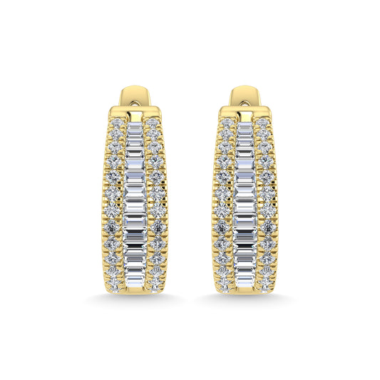 14K Yellow Gold Lab Grown Diamond 1 Ct.Tw. Hoop Earrings