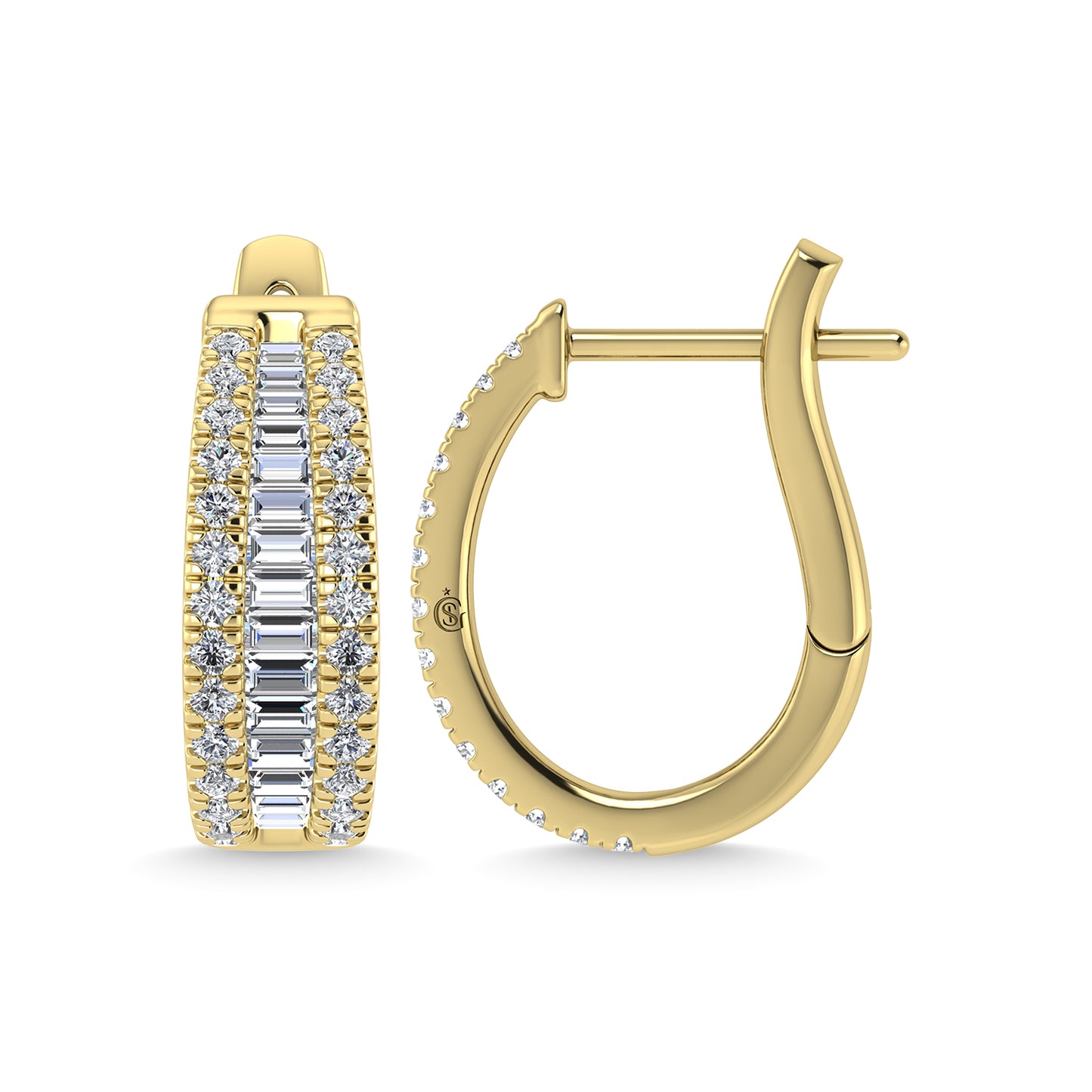 14K Yellow Gold Lab Grown Diamond 1 Ct.Tw. Hoop Earrings