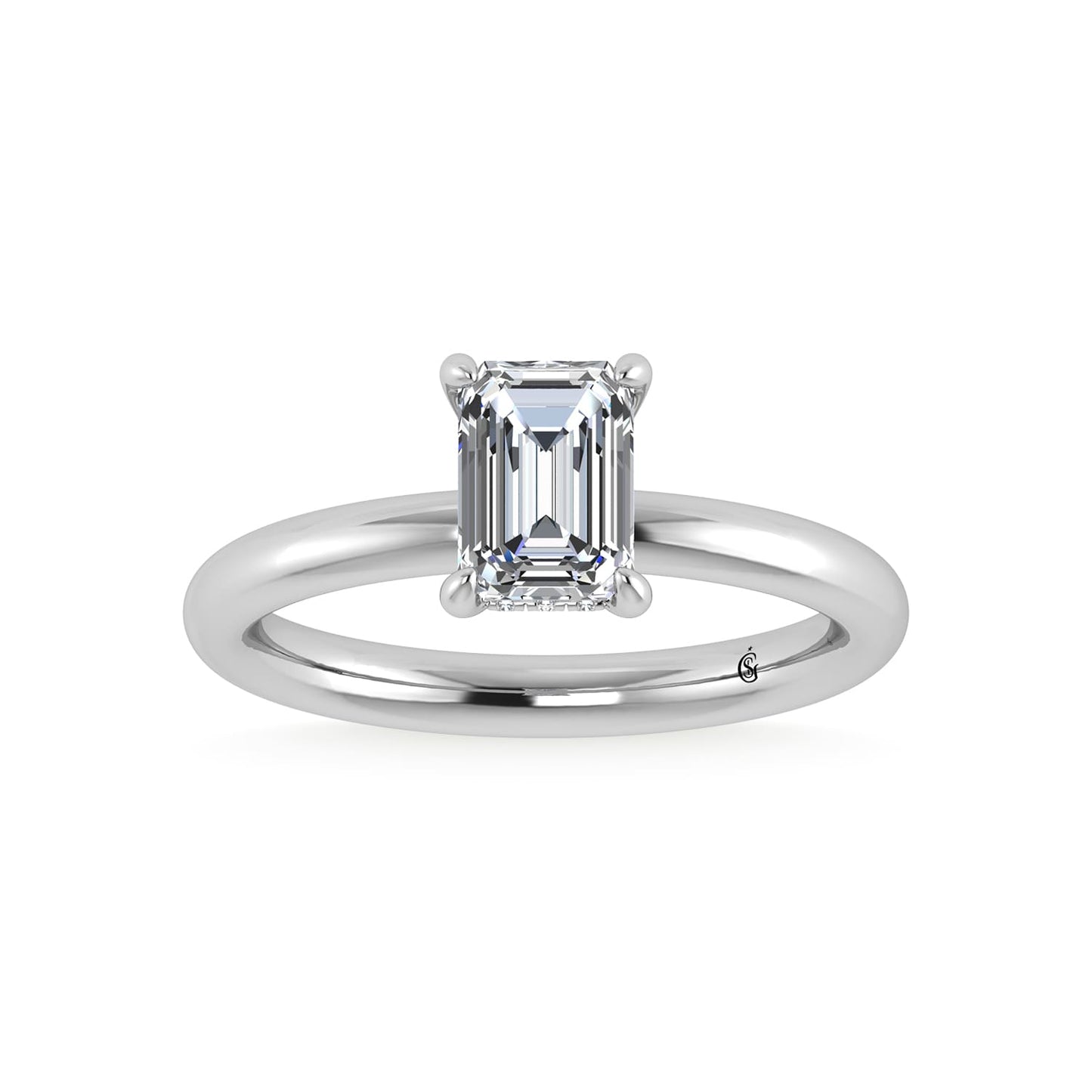 14K White Gold Lab Grown Diamond 1 1/2 Ct.Tw. Emerald Shape IGI Certified Engagement Ring (Center 1.5ct)