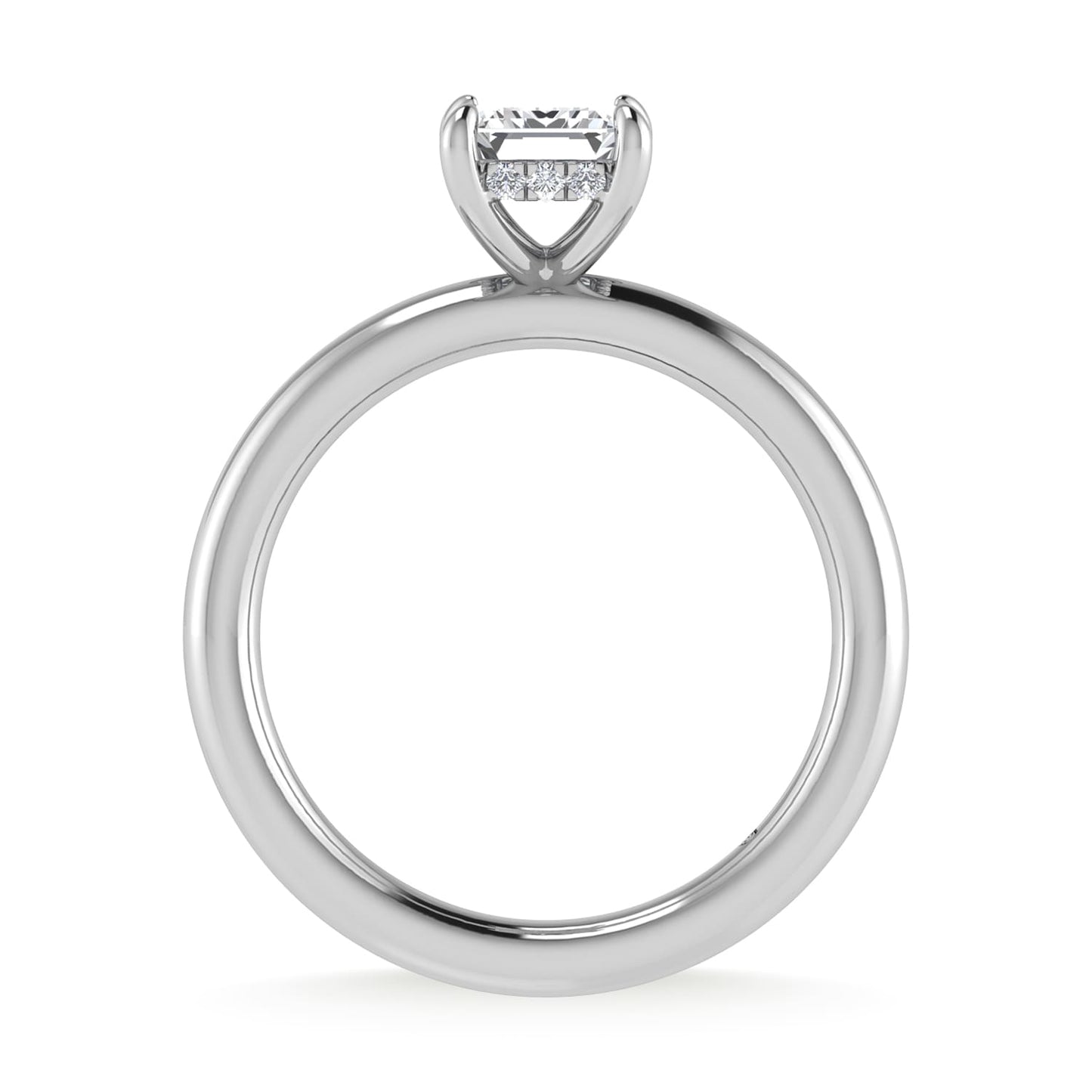 14K White Gold Lab Grown Diamond 1 1/2 Ct.Tw. Emerald Shape IGI Certified Engagement Ring (Center 1.5ct)