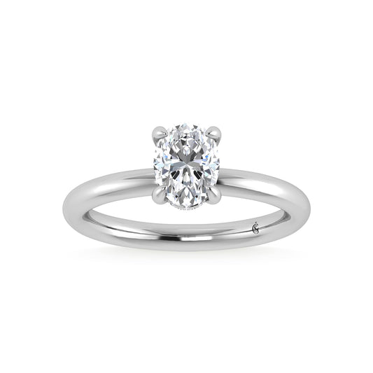 14K White Gold Lab Grown Diamond 1 1/20Ct.Tw. Oval Shape IGI Certified Engagement Ring (Center 1ct)