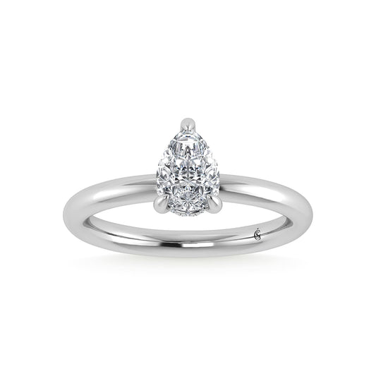 14K White Gold Lab Grown Diamond 1 1/20Ct.Tw. Pear Shape IGI Certified Engagement Ring (Center 1ct)