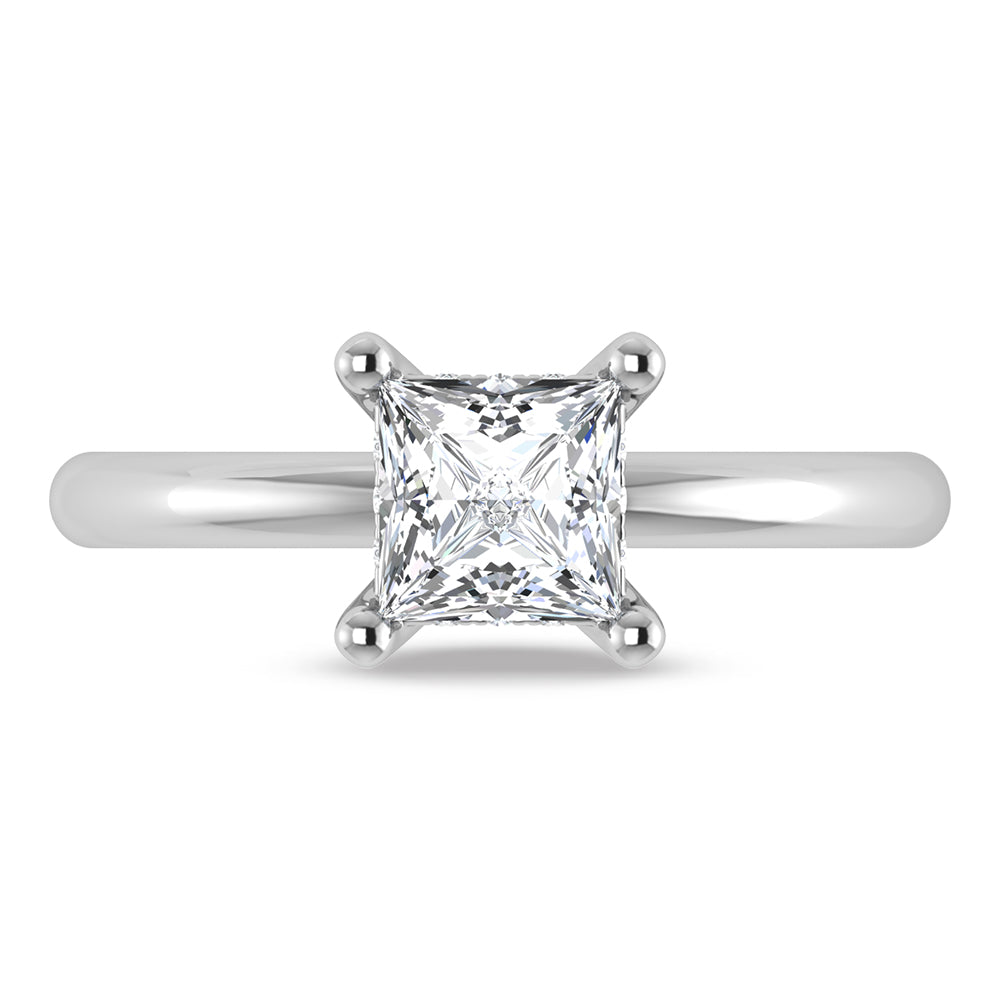 14K White Gold Lab Grown Princess Shape Lab Grown Diamond 1 1/20 ct.tw. Certified Solitaire Engagement Ring (Center 1 ctw)