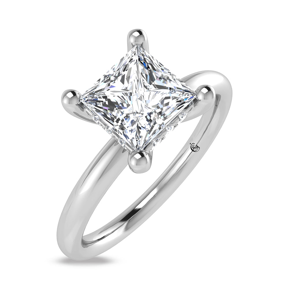 14K White Gold Lab Grown Princess Shape Lab Grown Diamond 1 1/20 ct.tw. Certified Solitaire Engagement Ring (Center 1 ctw)