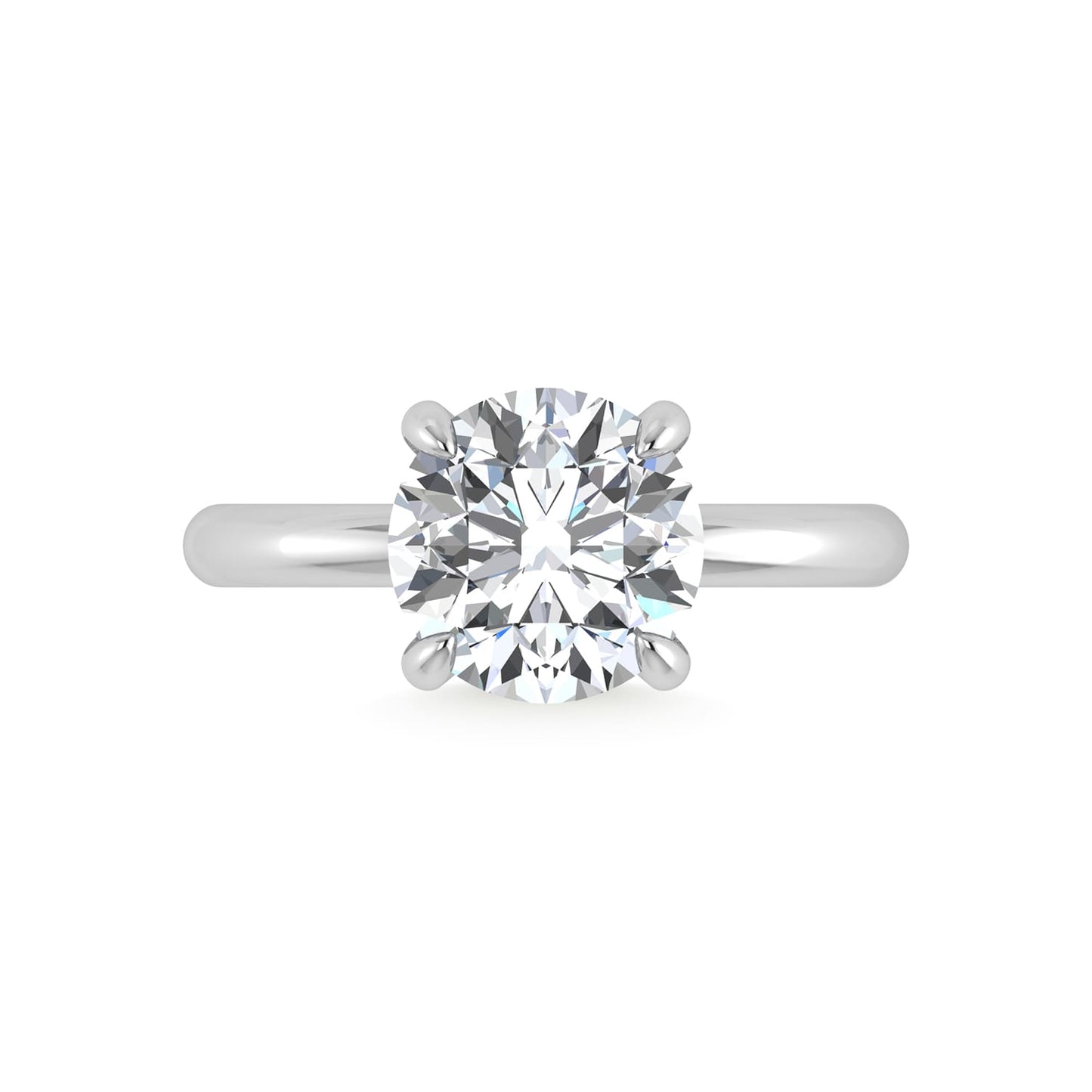 14K White Gold Lab Grown Diamond 3 1/20 Ct.Tw. Round Shape IGI Certified Engagement Ring (Center 3ct)