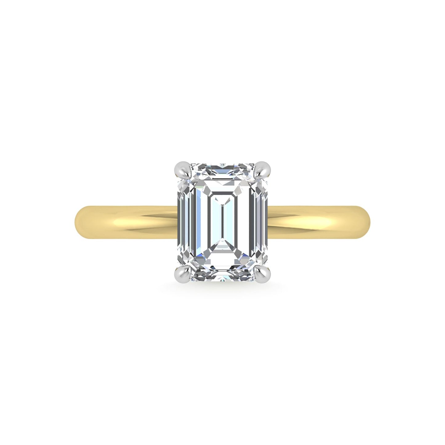 14K White Gold Lab Grown Diamond 2 1/20 Ct.Tw. Emerald Shape IGI Certified Engagement Ring (Center 2ct)