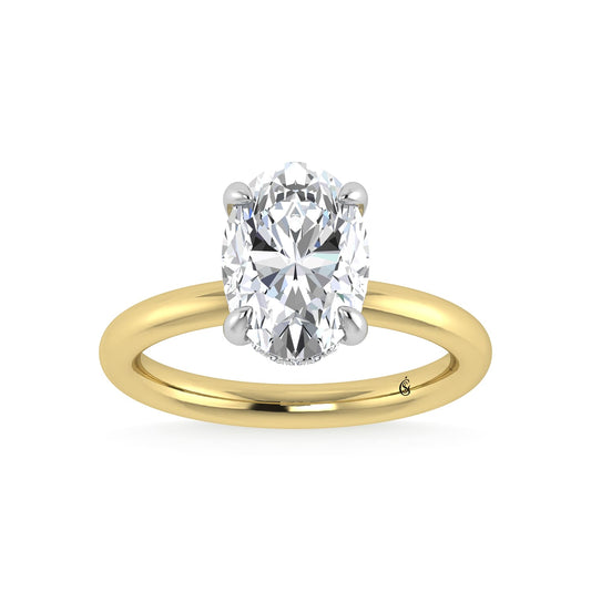 14K White Gold Lab Grown Diamond 3 1/20 Ct.Tw. Oval Shape IGI Certified Engagement Ring (Center 3ct)