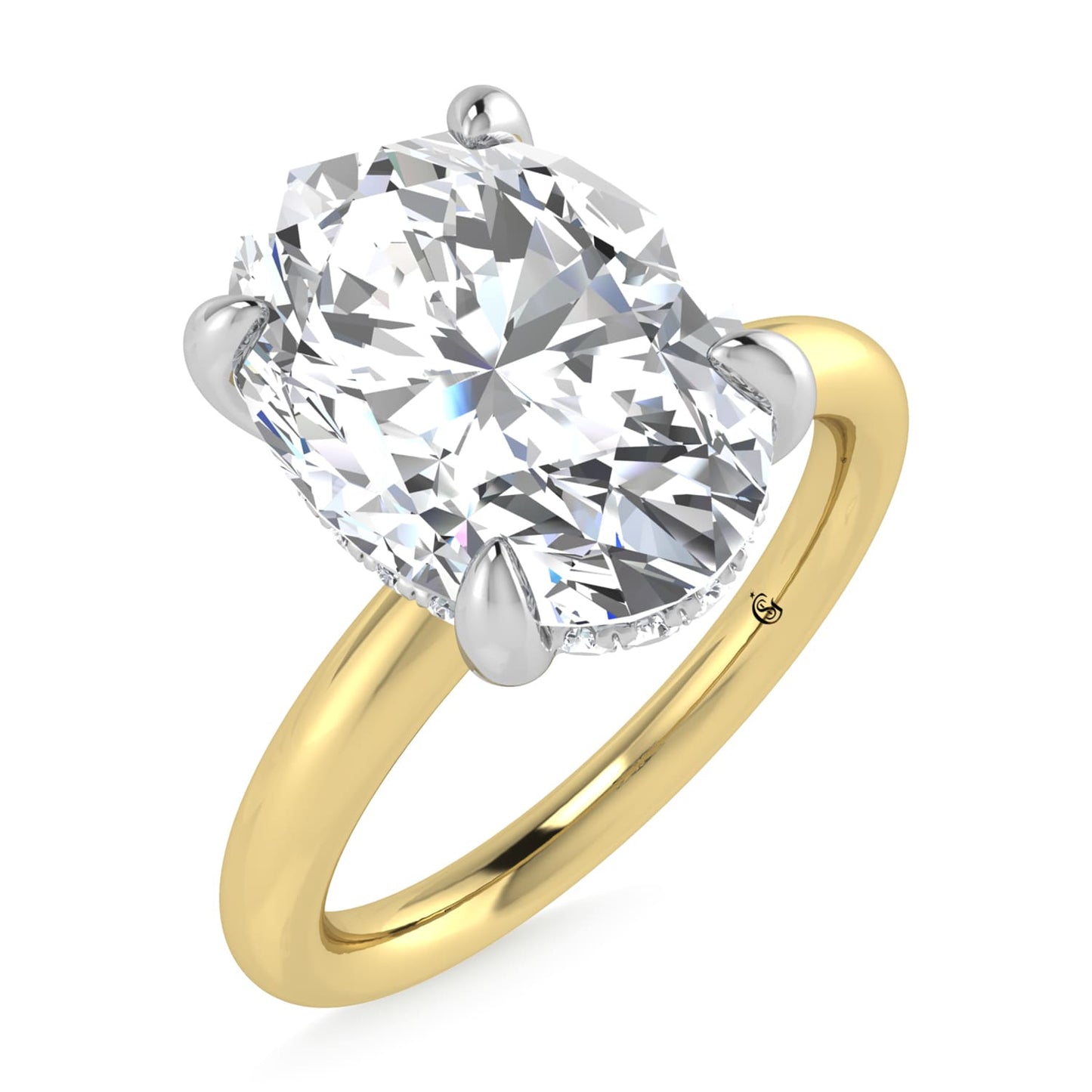 14K White Gold Lab Grown Diamond 3 1/20 Ct.Tw. Oval Shape IGI Certified Engagement Ring (Center 3ct)