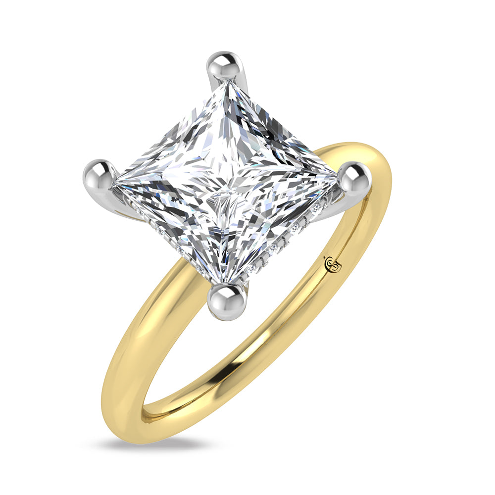 14K Yellow Gold Lab Grown Princess Shape Lab Grown Diamond 1 1/2 ct.tw. Certified Solitaire Engagement Ring (Center 1 1/2 ctw)