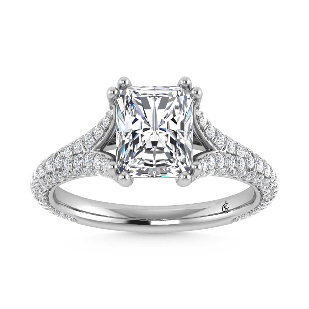 14K White Gold Lab Grown Diamond 2 7/8 Ct.Tw. Radiant Shape Engagement Ring (Center 2CT)